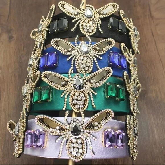 Emerald Green Crystal Embellished Headband - Picture 2 of 2